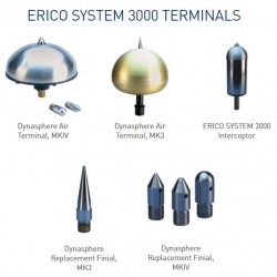 ERICO SYSTEM 3000 Terminals, kim thu sét chủ động hiện đại phát xạ tia tiên đạo sớm ERICO ESE, chống sét Hahitech, chống sét