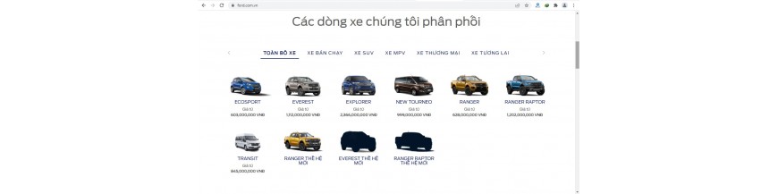 Các dòng xe ô tô Ford phân phối tại Việt Nam, Ford Motor cars distributed in Vietnam